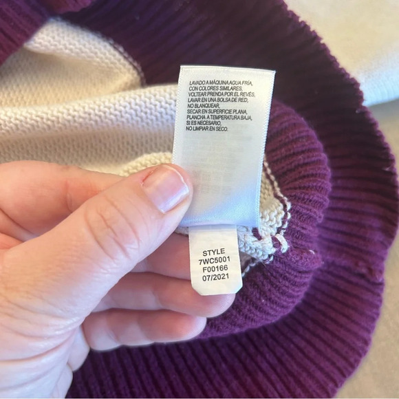 Luck Brand Color Block Pullover Crewneck Sweater Cotton Blend Purple Sz XL - Picture 8 of 10